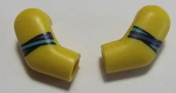 Arm, (Matching Left and Right) Pair with Medium Azure and Dark Purple Stripes Pattern / Yellow
