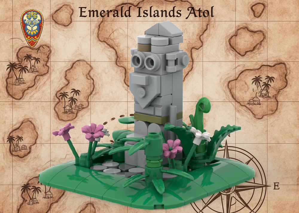 Lego Tiki - Idole statue, cobblestones & plants / Vignette #6 🎁 FREE DOWNLOAD