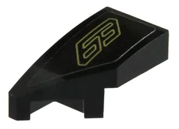 Wedge 2 x 1 x 2/3 Left with Gold '63' Pattern (Sticker) - Set 76923