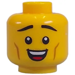Minifig Head Determined Grimace, Sweat / Relieved Smile Print