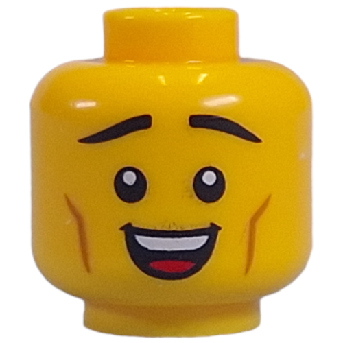 Lego Minifig Head Determined Grimace, Sweat / Relieved Smile print / Yellow