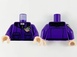 Torso Jacket with Pockets and Joker Logo Pattern / Dark Purple Arm Left / Dark Purple Arm Right with Joker Cards Pattern / Light Nougat Hands