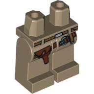 Lego Hips and Dark Tan Legs with Indiana Jones Belts and Holster Print / Dark Tan