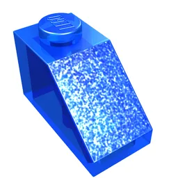 Brick Sloped 45° 2 x 1 with Bottom Pin / Trans-Dark Blue