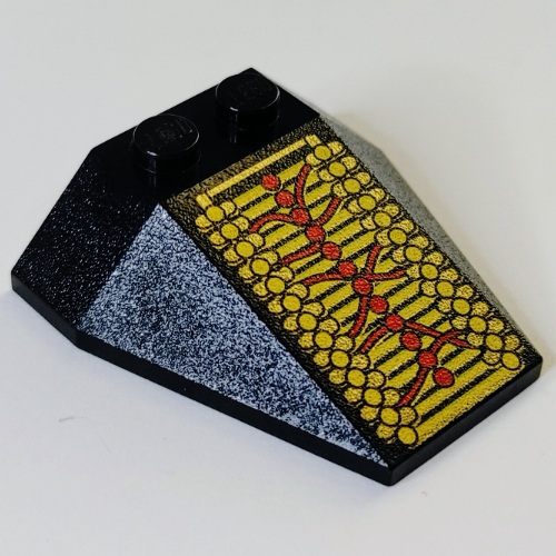 Lego Brick Wedged, Sloped 4 x 4 Triple, No Stud Notches with Metallic Roboforce Print