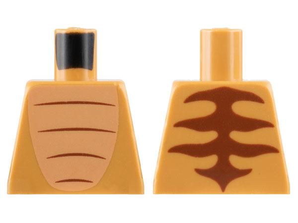 Lego Torso Nougat Chest, Reddish Brown Stripes Pattern