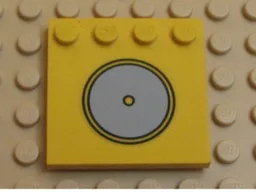 Tile, Modified 4 x 4 with Studs on Edge with Light Gray Circle / Stove Plate Pattern (Sticker) - Set 5848