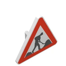 Road Sign Clip-on 2.2 x 2.667 Triangular with Road Works Print / White