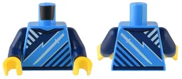 Torso T-Shirt with White Sword and Angled Dark Blue Lines Pattern / Dark Blue Arms / Yellow Hands