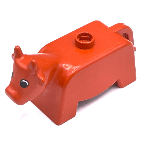 Lego Duplo Animal Cow, Black and White Eyes Print (Old Style) / Fabuland Red