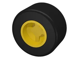 Wheel 8mm D. x 9mm for Slicks, Hole Round for Wheels Holder Pin with Black Tire Smooth Small Wide Slick (30027a / 30028) / Yellow