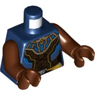 Torso Armor, Dark Brown, Blue, and Gold Panels Print, Reddish Brown Arms and Hands / Dark Blue