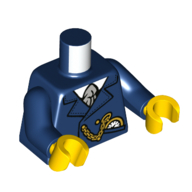 Lego Torso Jacket, Gold Watch on Chain, White Shirt, Light Bluish Grey Tie print, Dark Blue Arms, Yellow Hands / Dark Blue