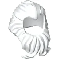 Hair Swept Back with Long Beard / White