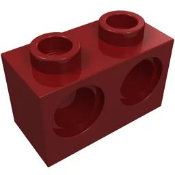 Technic Brick 1 x 2 [2 Pin Holes] / Dark Red