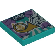 Tile 2 x 2 with Theater Style Print / Dark Turquoise