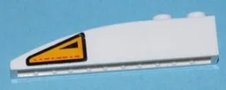 Slope, Curved 6 x 1 with 2 Studs with Orange and Black Warning Triangle Pattern Model Left Side (Sticker) - Set 7676