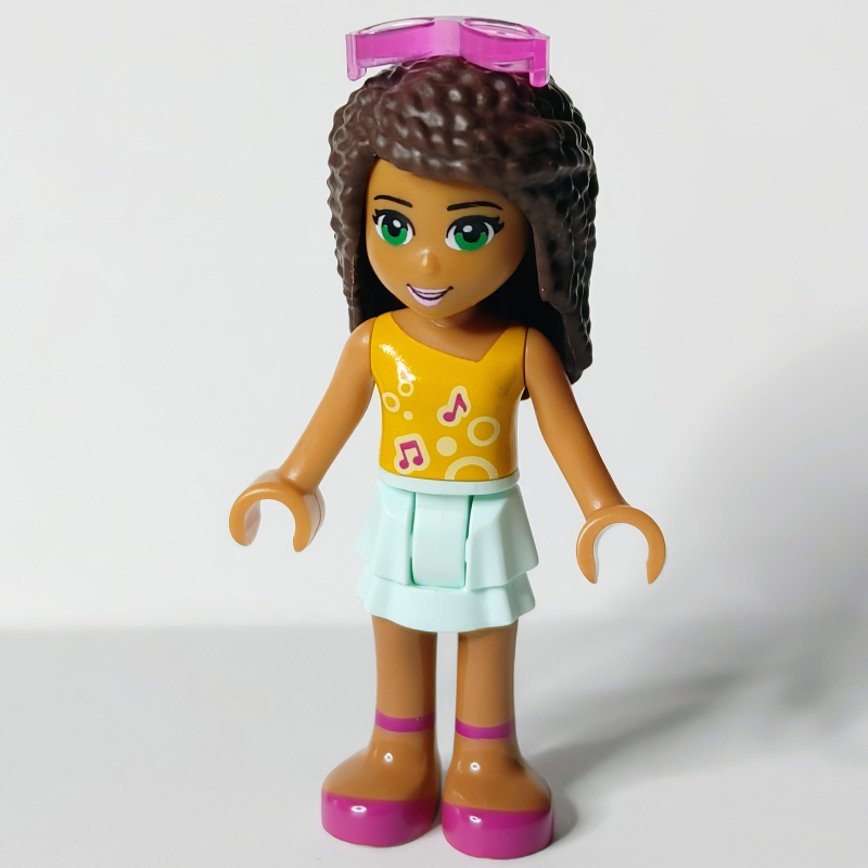 Lego Andrea - Bright Light Orange Top, Light Aqua Skirt, Sunglasses