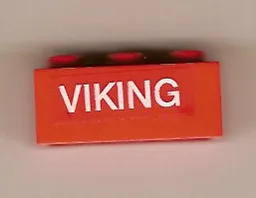 Brick 1 x 3 with White 'VIKING' Pattern (Sticker) - Set 6541