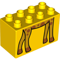 Lego Duplo Brick 2 x 4 x 2 with Giraffe Legs Print / Yellow