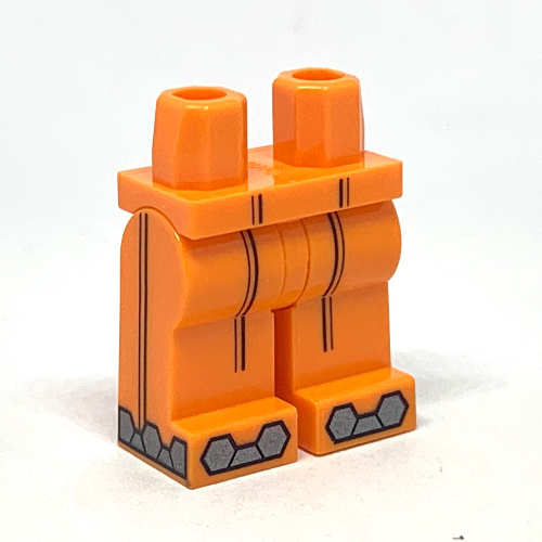 Lego Hips and Orange Legs with Black Vertical Stripe on Front and Sides, Silver Toes Print / Orange