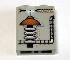 Lego Brick 1 x 2 x 2 with Inside Axle Holder with Lab Equipment Pattern (Sticker) - Set 1382