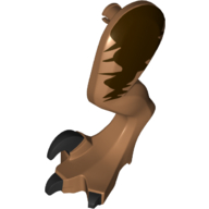 Lego Animal Body Part, Dinosaur, Raptor Leg, Left, with Pin, Dark Brown Markings, Black Claws / Medium Nougat
