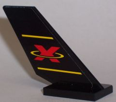 Lego Tail Shuttle with Red Extreme Team Logo and 2 Yellow Lines on Black Background Pattern on Both Sides (Stickers) - Sets 6580 / 6582