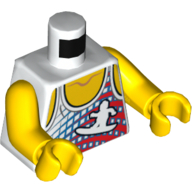 Lego Torso Vest with Surfer Print, Yellow Arms and Hands / White