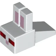 Animal Body Part, Rabbit Head Blocky with Red Eyes, Pink Ears Print / White