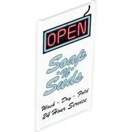 Glass for Window 1 x 4 x 6 with 'OPEN', 'Soap 'n' Suds' and 'Wash - Dry - Fold 24 Hour Service' Print / Trans-Clear