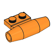 Lego Engine - Smooth, Small 1 x 2 Side Plate [With Axle Holders] / Orange