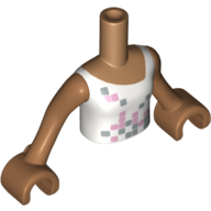 Lego Minidoll Torso Girl with White Vest Top with Squares Print, Medium Nougat Arms with Hands / Medium Nougat