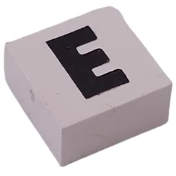 Modulex Tile 2 x 2 with Black 'E' Print, without Internal Supports