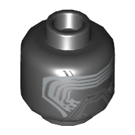 Lego Minifig Head Kylo Ren, Mask with Silver Lines Print [Hollow Stud] / Black