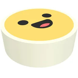 Tile Round 1 x 1 with Smiley, Happy Face Print / White