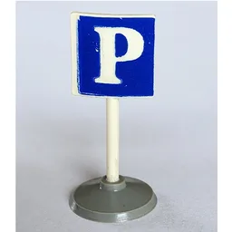 Road Sign Old Square with Parking 'P' Print & Type 1 Base / White