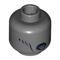 Lego Minifig Head Dementor, Cheek Lines, Round Mouth with Lines Inside Print / Dark Bluish Gray