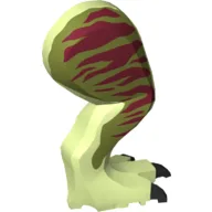 Animal Body Part, Dinosaur, Tyrannosaurus Rex Leg, Right, with Pin Dark Red Markings on Olive Green Print / Yellowish Green
