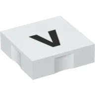 Duplo Tile 2 x 2 with Lowercase 'v 'Print / White