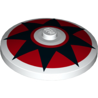 Lego Dish 4 x 4 Inverted [Radar] with Black Star, Red Circle Print / White