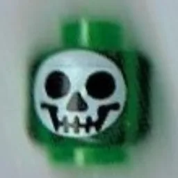 Minifig Head, White Skull Print (Witch's Bottle) [Blocked Open Stud] / Trans-Green
