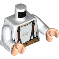 Lego Torso Shirt with Reddish Brown Suspenders, Medium Nougat Pant Top Print, White Arms, Light Nougat Hands / White