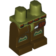 Lego Hips and Dark Brown Legs with Olive Green Knee Pads and Reddish Brown Bag Print / Olive Green
