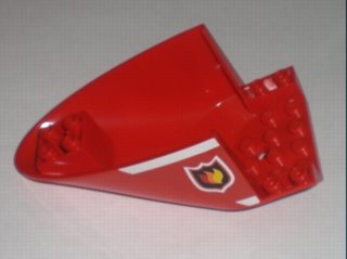 Lego Aircraft Fuselage Aft Section Curved Bottom 6 x 10 with Fire Logo Pattern on Both Sides (Stickers) - Set 7206