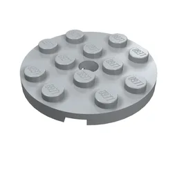 Plate Round 4 x 4 with Pin Hole / Light Bluish Gray