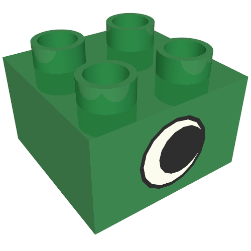Lego Duplo Brick 2 x 2 with Eye without White Spot Print, on Two Sides / Green
