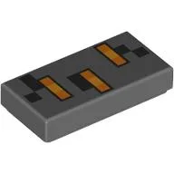 Tile 1 x 2 with Black, Orange, Yellow Squares Print / Dark Bluish Gray