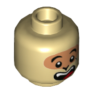 Lego Minifig Head Brother Monkey, Nougat Around Eyes, Open Mouth Smile Print / Tan