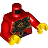 Torso, Armor, Black Chest Panel with Gold Tubes Print, Red Arms, Yellow Hands
